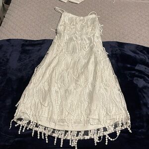 Lulu’s fringe lace up mini dress